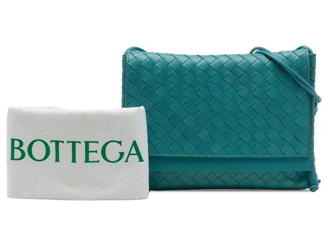 Knot Bottega Veneta Borsa a tracolla BV Fold in Nappa Intrecciato blu Medium Turchese - vista 7