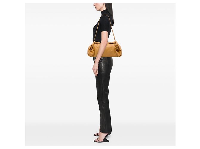 Borsa a tracolla Bottega Veneta in pelle marrone con tasca laterale Caramello - vista 6