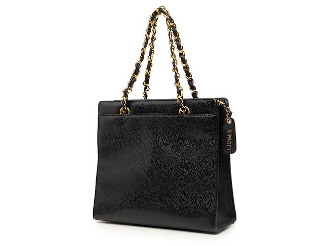 Borsa Tote Chanel Black CC Caviar Chain Turn Lock Nero - vista 2