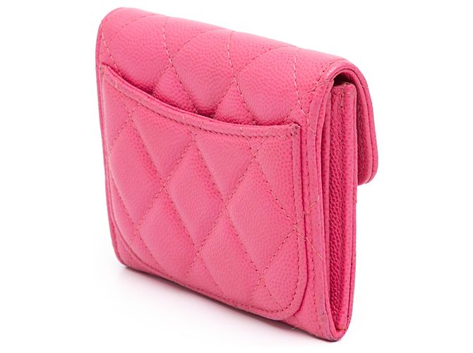 Cartera Compacta con Solapa Chanel Pink CC Quilted Caviar Rosa - vista 2