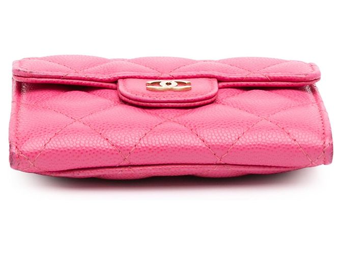 Cartera Compacta con Solapa Chanel Pink CC Quilted Caviar Rosa - vista 3