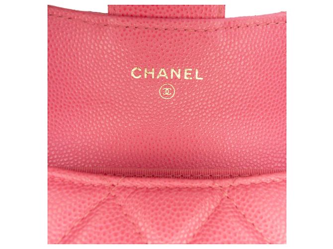 Cartera Compacta con Solapa Chanel Pink CC Quilted Caviar Rosa - vista 5