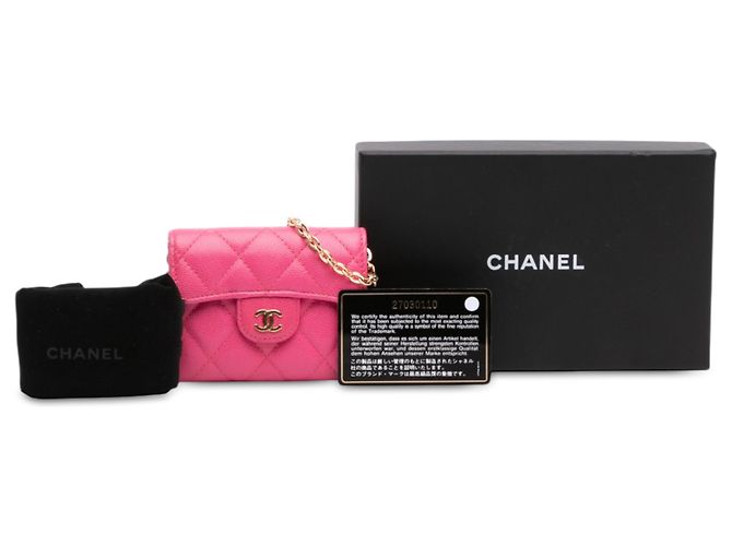 Cartera Compacta con Solapa Chanel Pink CC Quilted Caviar Rosa - vista 8