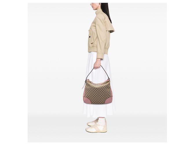 Borsa a tracolla Gucci Bree in tela GG beige - vista 5