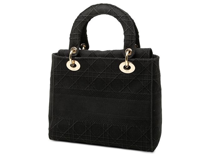 Autre Marque Dior Black Medium Embroidered Canvas Cannage Lady D Lite Negro - vista 2