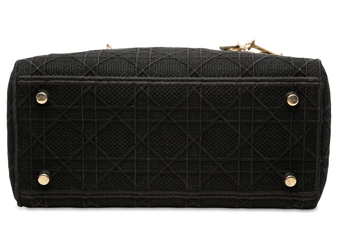 Autre Marque Dior Black Medium Embroidered Canvas Cannage Lady D Lite Negro - vista 3