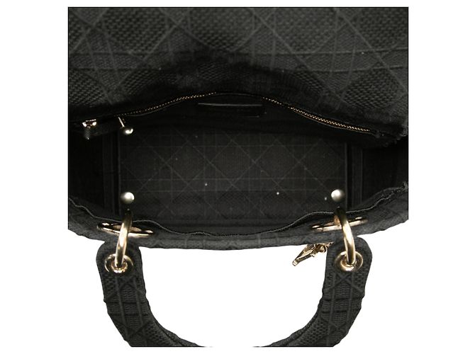 Autre Marque Dior Black Medium Embroidered Canvas Cannage Lady D Lite Negro - vista 4