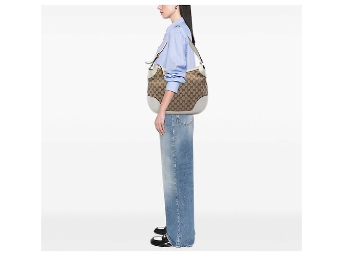 Gucci Charlotte Hobo in tela GG beige - vista 6