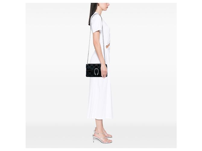 Borsa a tracolla Dionysus in velluto GG blu Medium di Gucci Blu navy - vista 6