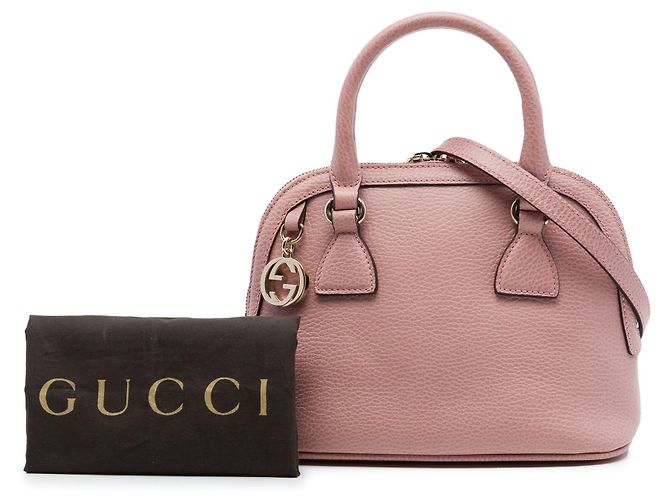Borsa Dome Gucci Mini in vitello rosa con ciondolo GG - vista 7