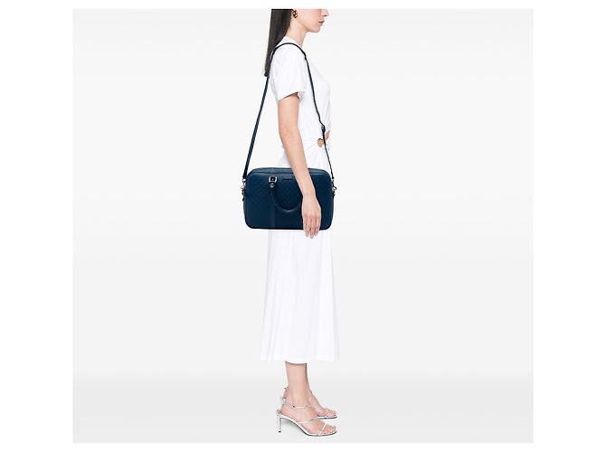 Borsa business Gucci Blue Medium Diamante in vitello lucido - vista 5