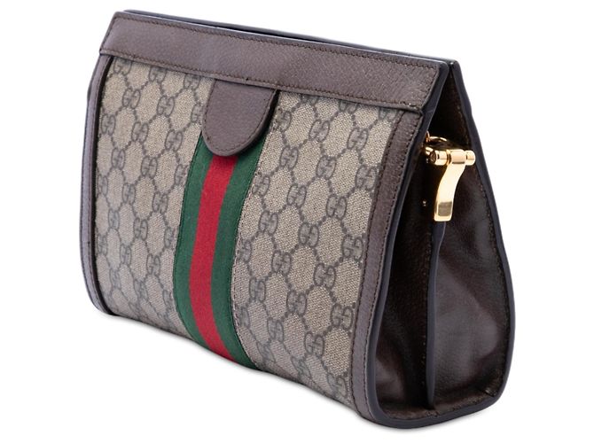 Gucci Beige Small GG Supreme Web Ophidia Chain Crossbody - vista 2