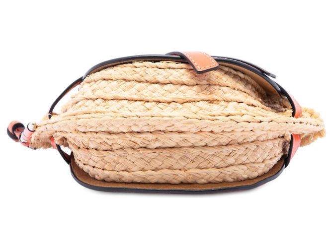 Borsa a tracolla Mini Gate in rafia beige LOEWE - vista 3