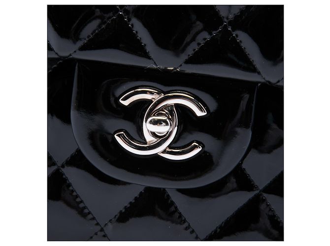 Chanel Black Jumbo Classic Patent Double Flap Nero - vista 5