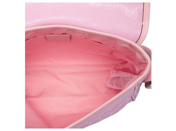 Borsa Messenger Gucci Kids rosa con stampa GG e Web - vista 4