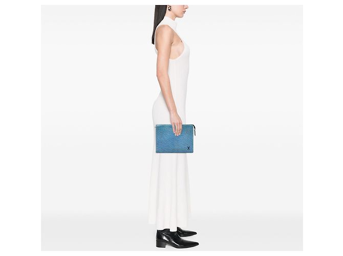 Louis Vuitton Beauty Case Epi Denim Blu 26 - vista 6