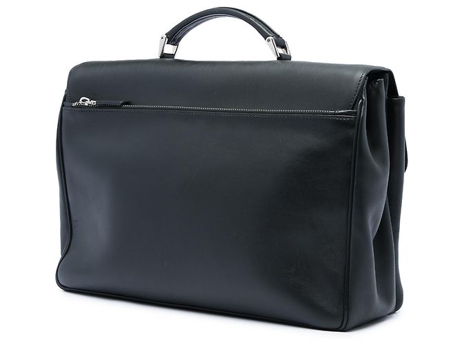 Double Borsa business Prada in vitello City nera con doppia chiusura push lock Nero - vista 2