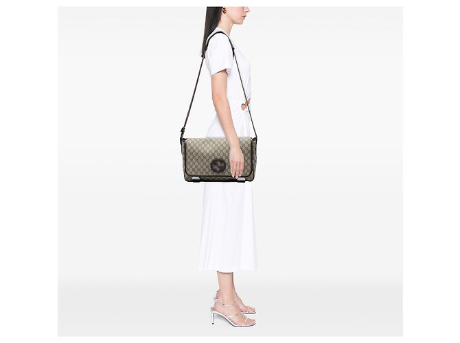 Borsa a tracolla Gucci Beige GG Supreme Interlocking G - vista 5