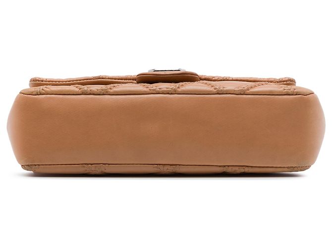 Chanel Brown CC Quilted Calfskin Embossed Stitch Flap Marrone Marrone chiaro - vista 3