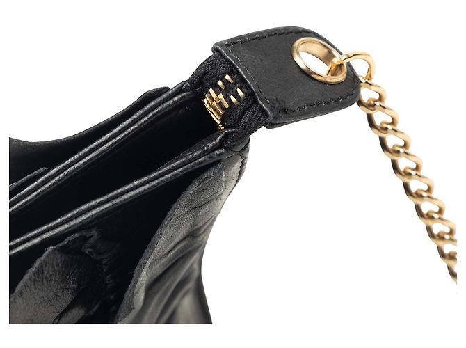 Chanel Black CC Lammleder Clutch mit Kette und Rüschen Schwarz - Ansicht 6