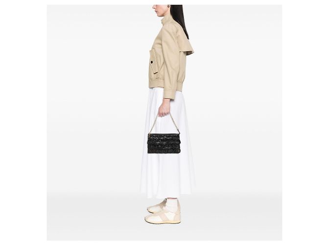 Chanel Black CC Lammleder Clutch mit Kette und Rüschen Schwarz - Ansicht 7