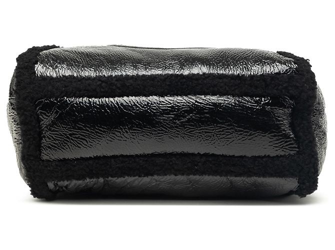 Gucci Soho Cellarius Tote Medium aus schwarzem Lackleder mit Shearling-Besatz - Ansicht 3