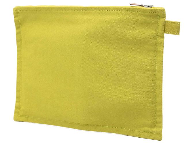 Pouch con zip Hermès Green Toile Bora Bora MM D'oro Verde - vista 2