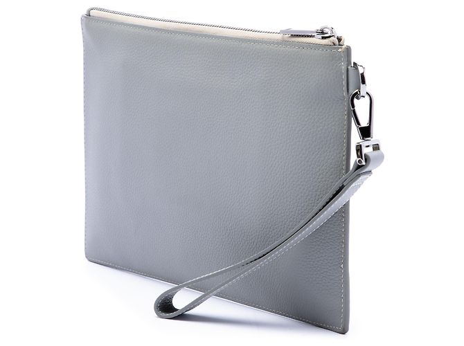 Pouch A5 Signature 1947 Dior in pelle di vitello grana grossa grigio Marrone - vista 2