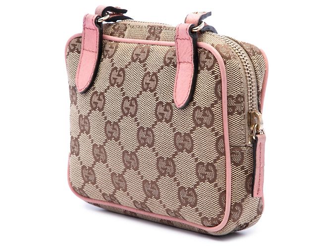 Borsa a tracolla Gucci in canvas GG beige - vista 2