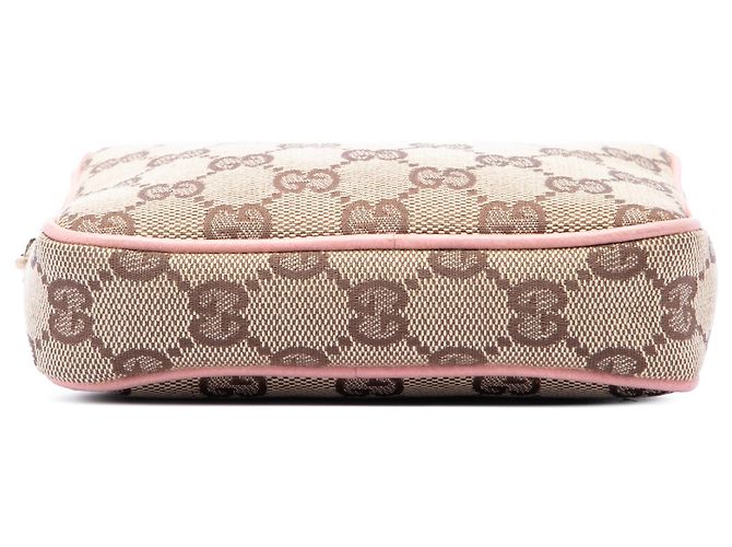Borsa a tracolla Gucci in canvas GG beige - vista 3