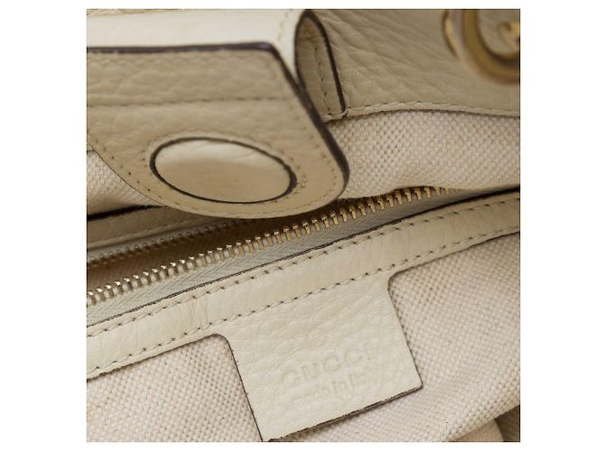 Borsa Tote Gucci White Tall Calfskin Bamboo Shopper Bianco - vista 5