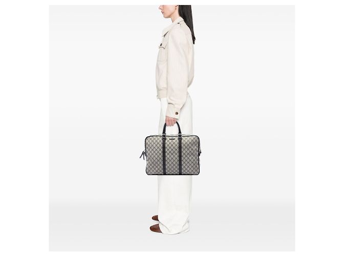 Borsa da lavoro Gucci Beige GG Supreme - vista 6