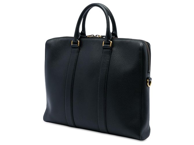 Borsa Business Gucci in pelle di vitello nera con Web Nero - vista 2