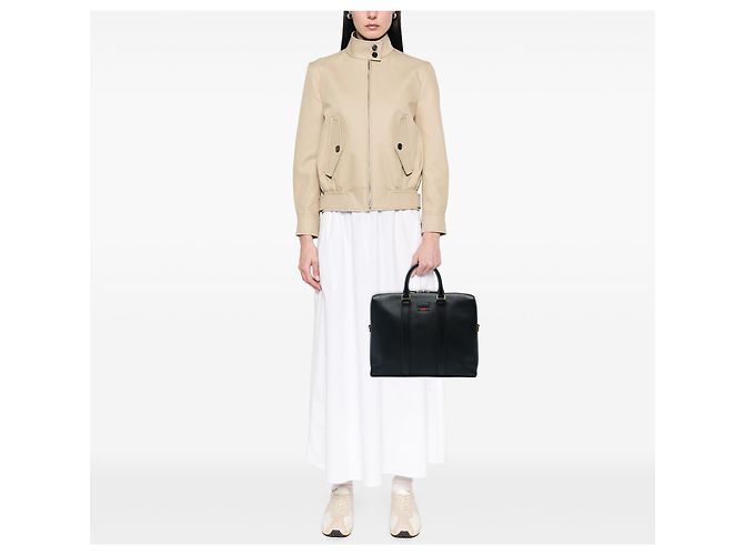 Borsa Business Gucci in pelle di vitello nera con Web Nero - vista 5
