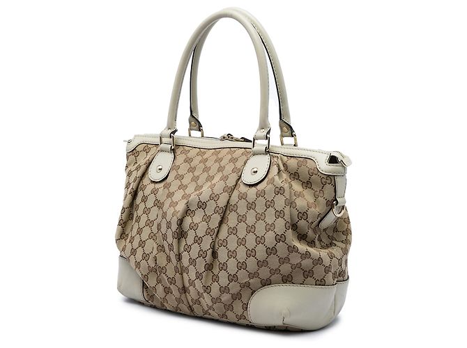 Borsa Satchel Gucci Beige GG Canvas Sukey - vista 2