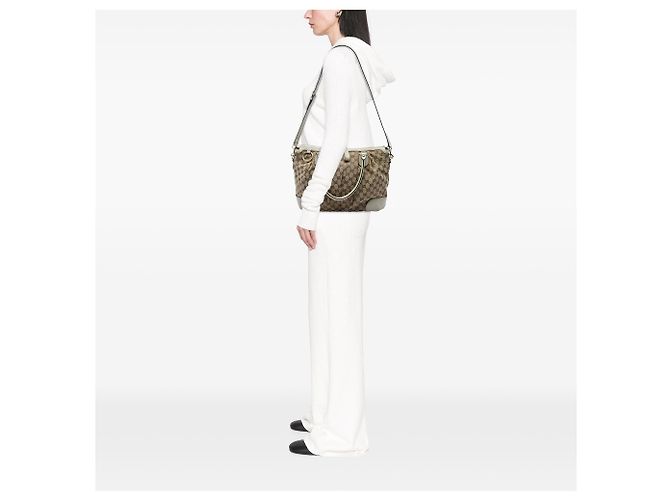 Borsa Satchel Gucci Beige GG Canvas Sukey - vista 5