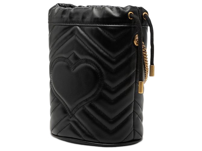 Borsa secchiello Gucci Small GG Marmont in pelle matelassé nera Nero - vista 2