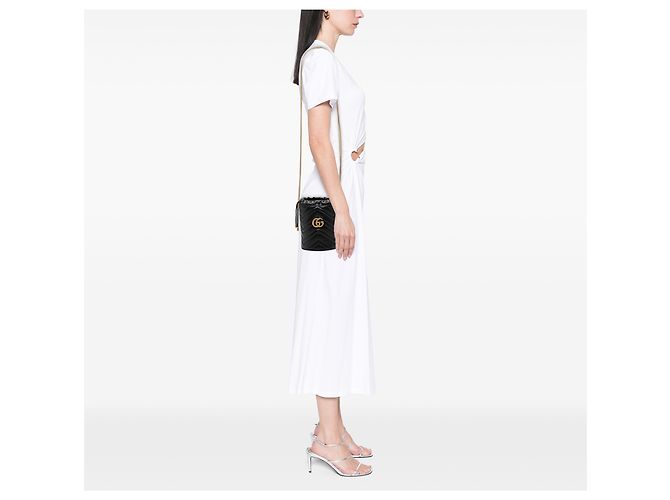 Borsa secchiello Gucci Small GG Marmont in pelle matelassé nera Nero - vista 6