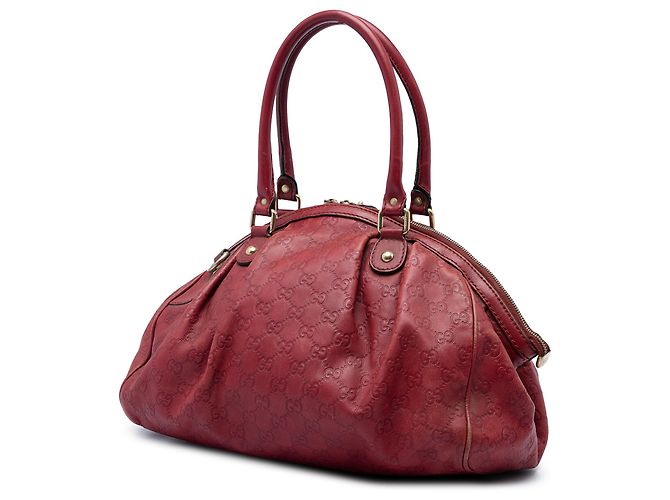 Borsa Gucci Red Guccissima Sukey Satchel Rosso Bordò - vista 2