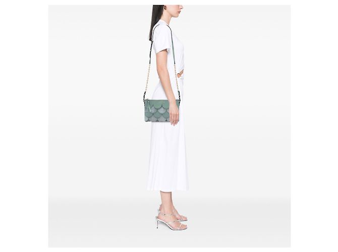 Bolsa Tiracolo Peyton Burberry em couro e camurça recortada verde - vista 6