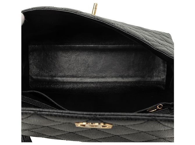 Chanel Black Jumbo Quilted Caviar Kelly Flap Nero - vista 4