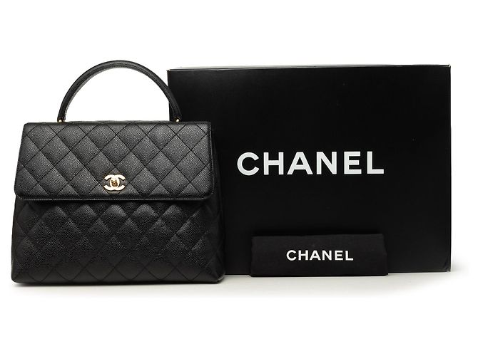Chanel Black Jumbo Quilted Caviar Kelly Flap Nero - vista 7