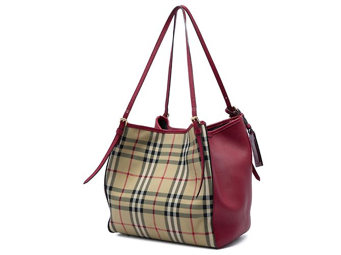 Borsa tote Burberry Beige Small Haymarket Check in nylon e vitello Canterbury - vista 2
