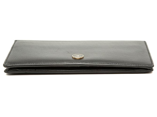 Cartera larga bifold Chanel de piel de becerro negra con botón CC Negro - vista 3