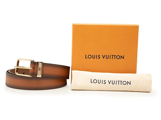Cinturón Pont Neuf Louis Vuitton en piel de becerro patinada marrón - vista 7