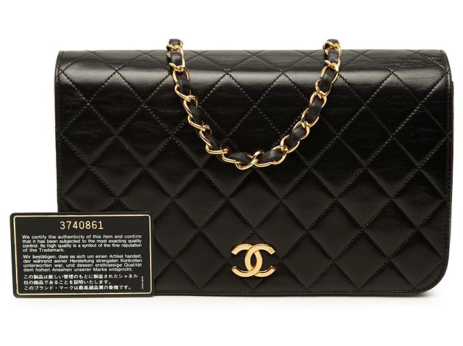 Chanel Black CC Quilted Lambskin Full Single Flap Schwarz - Ansicht 7