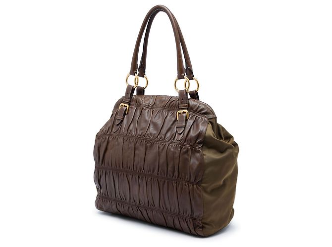 Tote Prada em Nappa Gaufre e Tessuto Castanho Marrom Castanho escuro - vista 2