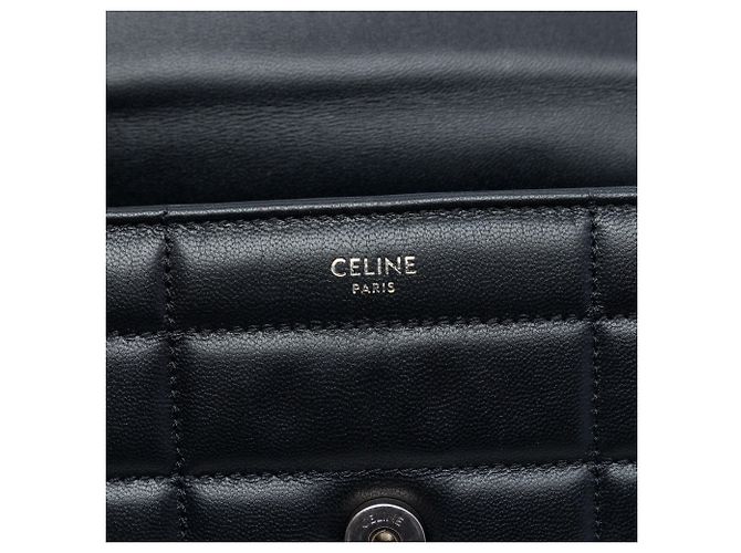 Céline Borsa a tracolla Celine Monochrome in pelle di capra matelassé nera con catena Nero - vista 5