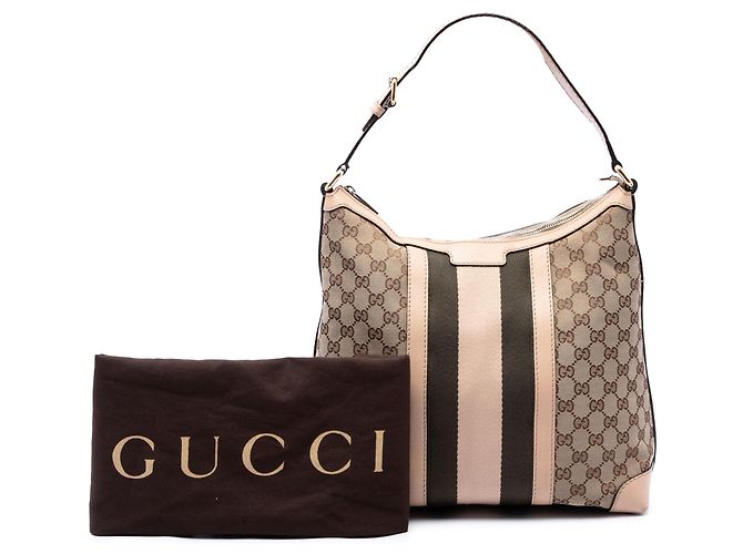 Bolsa de Ombro Gucci Medium GG Canvas Web Bege - vista 7