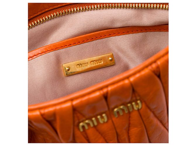 Borsa a tracolla Miu Miu Orange Matelassé Nappa Lux Charm Arancione - vista 5